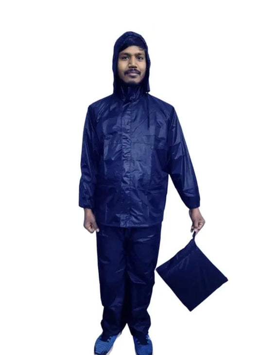Polyester Solid Rainsuit for Men (Black, XL)